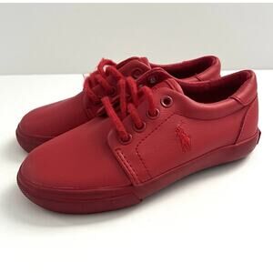 Polo Ralph Lauren Youth Collin Low Red Leather Pony Lace Sneaker Shoe Toddler 9
